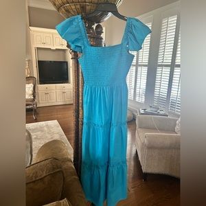 blue smocked dress